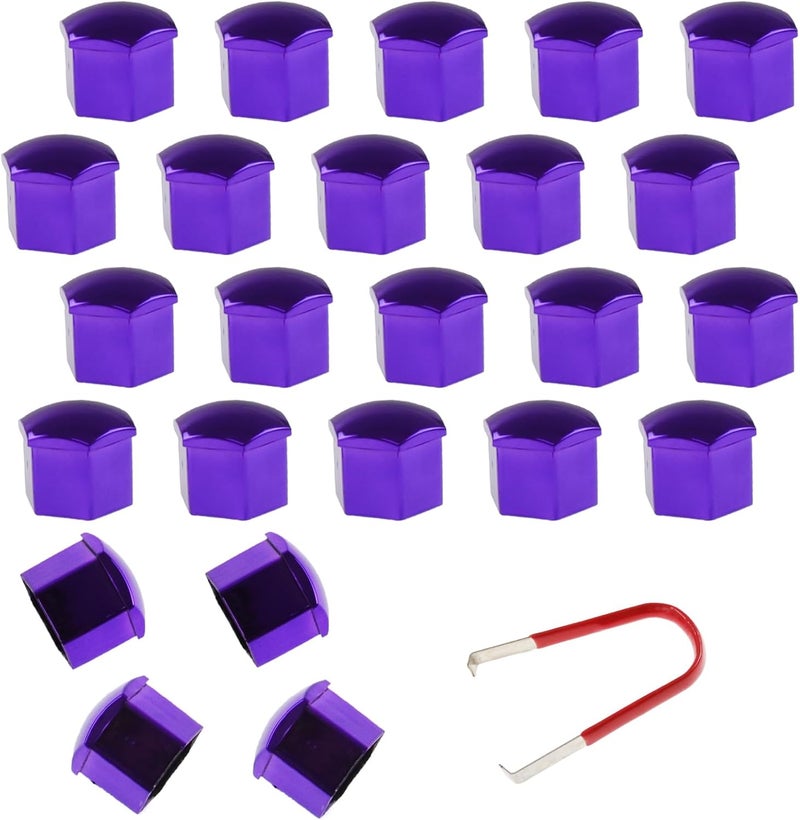 Nihfien 24pcs Wheel Nut Cap 21mm Wheel Bolt Nut Caps Covers,Universal Anti-Rust Car Tire Nut Caps Bolt Cover,Hexagonal Plastic Tire Bolt with Removal Tool(Purple) - Image 2